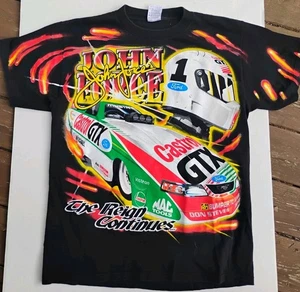 Vintage 90s NHRA John Force WINSTON DRAG RACING ALL OVER PRINT T-Shirt Large AOP - Bild 1 von 5
