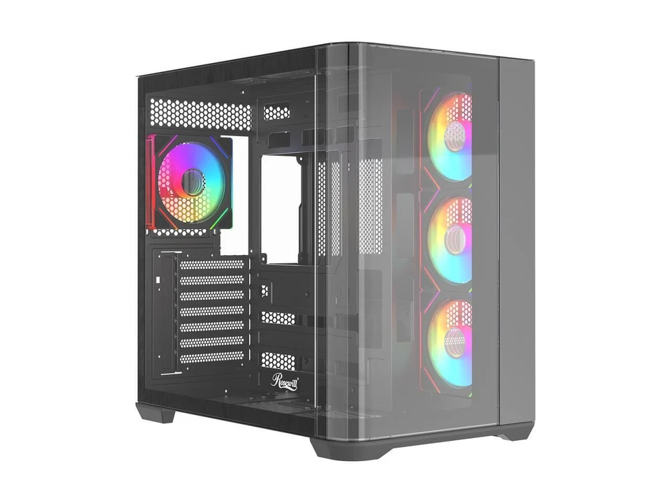 Rosewill ACA503B ATX Mid-Tower PC Gaming Case Curved Tempered Glass Side Panel, - Image 1 of 4