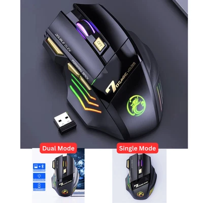 Rechargeable Wireless Gaming Mouse RGB Light Dual Mode Bluetooth & 2.4G 3200 DPI - Image 1 of 4