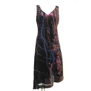 Vestido sin mangas de terciopelo con cuello en V corte sesgado conejo conejo de colección años 90 talla 14P - Imagen 1 de 7