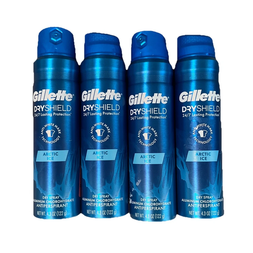 4x Gillette Dry Shield 24/7 Protección Duradera Hielo Ártico Antitranspirante Spray Foto 1 de 1