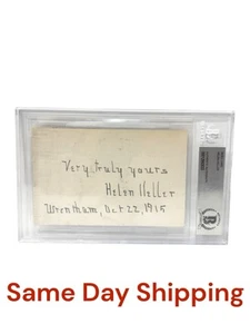 Tarjeta indexada autografiada firmada por Helen Keller con inscripción "Muy truly tuya" Beckett - Imagen 1 de 3