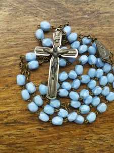 BEAUTIFUL CATHOLIC ROSARY WITH CRUCIFIX, BLUE BEADS. FATIMA - Picture 1 of 24