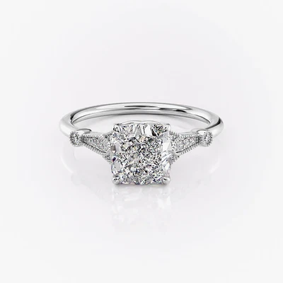 14k White Gold Ring with 1.70 Ct IGI Lab Grown Cushion Diamond Black Friday Sale - Image 1 of 4