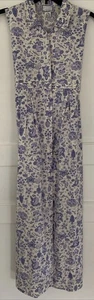 April Cornell Size M Vtg Sleeveless Floral Maxi Dress W/Belt Lilac & Off White - Picture 1 of 7