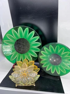2 Servilletas GAMMA MCM Mid Century Lucite 11" 7" FLOWER POWER amarillas 1969 - Imagen 1 de 17