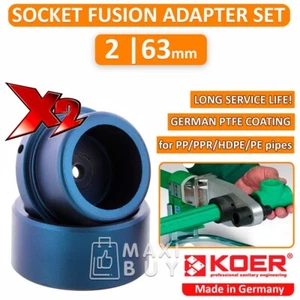 Socket Fusion Welding Adapter Set for Plastic Pipes 2 inch (63mm) x 2pcs - Picture 1 of 5