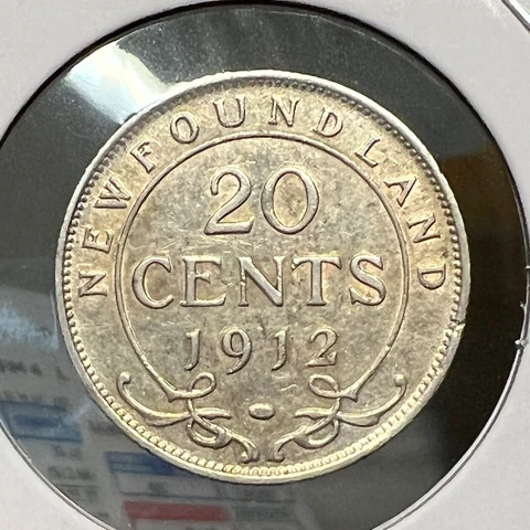 1912 NEWFOUNDLAND CANADA SILVER 20 CENTS BETTER COIN Cover