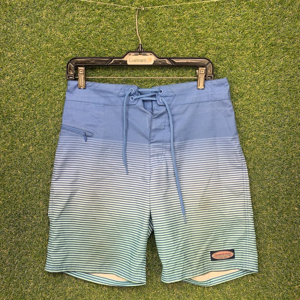Pantalones Cortos de Rendimiento Vineyard Vines Para Hombres 28 Azul Golf Preppy Traje de Baño Rayas Y2K Foto 1 de 4