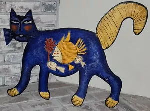 SPECIAL ART SALE! Corneille Multi Colored Metal CAT Sculpture SIGNED - Picture 1 of 9
