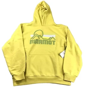 Marmot Hoodie Mens Large Yellow Long Sleeves Hooded Sweatshirt NWT - Picture 1 of 11