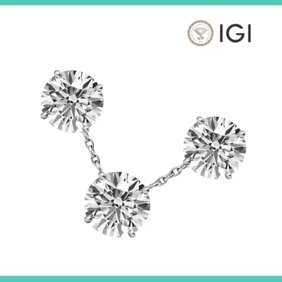 Juego de colgantes y tachuelas de diamantes cultivados en laboratorio de 9 quilates F VS2 de platino 900 con certificación IGI Foto 1 de 4