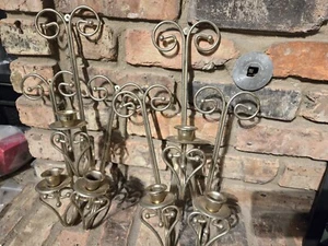 Candle Sconce Holders Adjustable 3 tier Home Interior Gold Tone Vintage - Picture 1 of 7