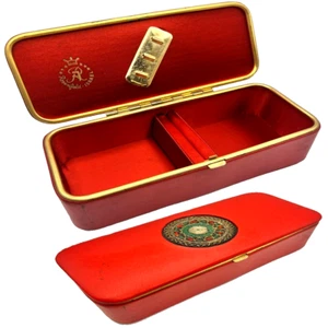 Rosenfeld Vintage Red Jewelry Trinket Box Decoration Embroidery Beautiful 1950s - Picture 1 of 9