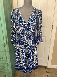 MAX EDITION,  STRETCHY,  V-NECK   3/4'' BELL SLEEVE, ELASTIC WAIST,  DRESS  XL - Picture 1 of 6