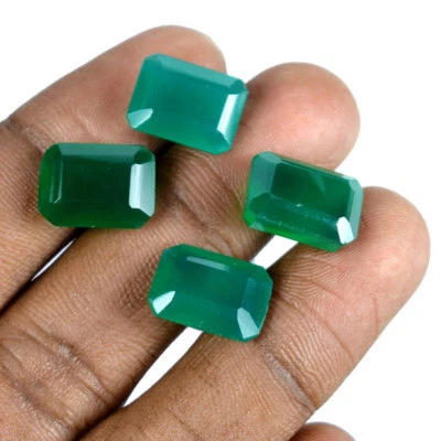 Venta... Piedras preciosas sueltas de ónix verde natural de 21 quilates con forma de corte esmeralda  Foto 1 de 3