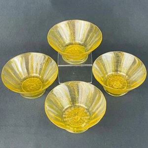 c1900 Antique Venetian x 4 Murano Salviati Aventurine Gold Glass Footed Bowls - Picture 1 of 22
