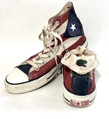 HTF Vintage 04 Converse All Star Bandiera Porto Rico con Frog Foldover Hi High Top Mandrini - Immagine 1 di 4