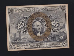 US 25c Fractional Currency 2nd Issue w/ '18-65' Surcharge FR 1284 AU (002) - Picture 1 of 2