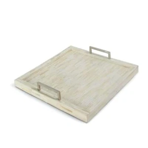 Nevis Square White Bone & Nickel Serving Tray by Regina Andrews Design 20-1337