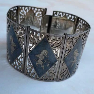 PULSERA ANCHA SIAM PLATA ESTERLINA PANEL ESMALTADO NEGRO 66,5 g - Imagen 1 de 7