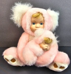 Vintage Rose Collection Pink Plush Doll Mom and Baby Porcelain Face - Picture 1 of 14
