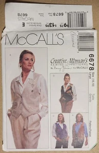 Chaleco Reversible Patrón Costura Vintage Pin Cinch Misses McCall's 6678 Talla 16-18 - Imagen 1 de 2