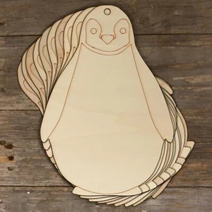 10x Holz einfache Cartoon Pinguin Basteln Formen 3mm Polar Vogel Winter Zoo Tier - Bild 1 von 4