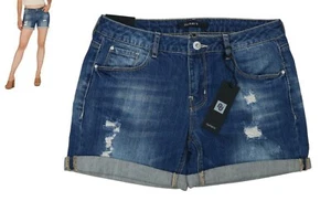 Pantaloncini Denim Numero 27W/4" Cuciture Invecchiate con Polsini Relaxed Fit Boyfriend Nuovi con etichette - Foto 1 di 1