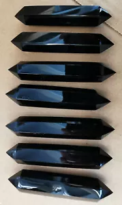 335g 7 piezas VARITA DE CRISTAL PULIDO DE OBSIDIANA NATURAL PUNTO CURACIÓN 1 - Imagen 1 de 7
