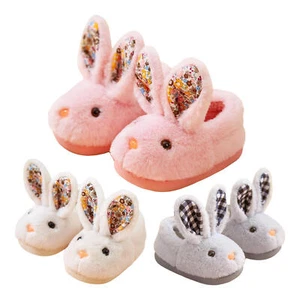 1 Pair Home Slippers Winter Warm Shoes Plush Bunny Kids Girls Boys Indoor Shoes - Picture 1 of 36