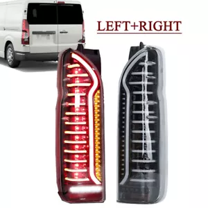 Clear Dynamic LED Tail Light Brake Lamps For Toyota Hiace Commuter Van 2005-2018 - Picture 1 of 14
