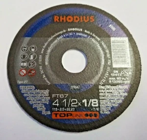 RHODIUS FT67 209647 T27 Grinding Wheels 100 pcs (Steel) 4-1/2 x 1/8 x 7/8 1R1245 - Picture 1 of 3