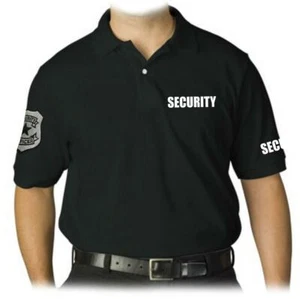 NEW MEN'S EMBROIDERY PATCH SECURITY GUARD UNIFORM BLACK POLO SHIRT ALL SIZE - Picture 1 of 3