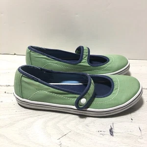 LL Bean Sunwashed Canvas Mary Janes Women's Size 7M Green Slip-ons - Picture 1 of 9