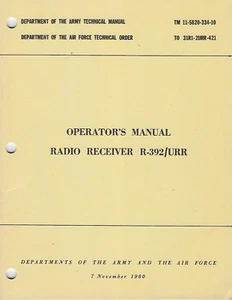 Historical book Radio Receiver R-392/URR, Operator's - Imagen 1 de 1