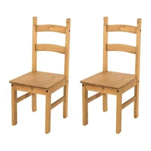 Pair of Dining Chairs Solid Pine Waxed Wooden Dining Room Furniture Farmhouse - Picture 1 of 3