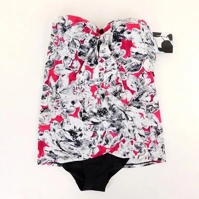 Traje de baño Simply Swim 8 1 pieza falda roja negra floral 1 pieza Foto 1 de 4