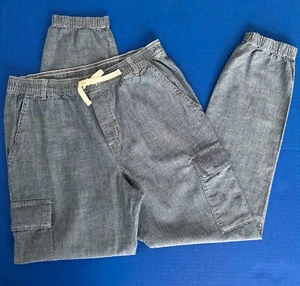 Polo Ralph Lauren Girls 12 Chambray Cargo Joggers Ankle Pants Elastic Waist - Picture 1 of 12