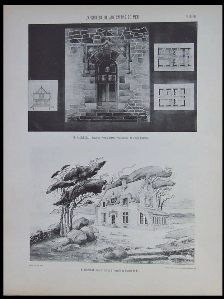 TREGASTEL, VILLA BRETONNE - 1906 - GRANDE PLANCHE ARCHITECTURE, PAUL COURCOUX - Photo 1/1