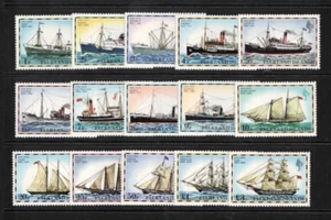 Juego de 15 estampillas de barcos de las Islas Malvinas 1978 SG 331a/345b MUH - Imagen 1 de 1
