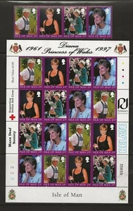 GB - ISLE of MAN Sc 793 NH STRIP+MINISHEET of 1998 - PRINCESS DIANA - Picture 1 of 1