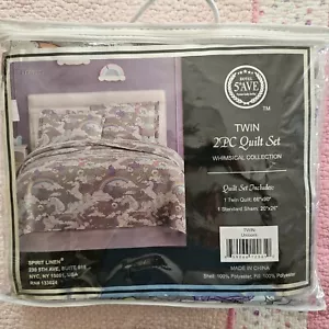Hotel 5th Avenue Twin Sized Unicorn Print Quilt Set - Picture 1 of 2