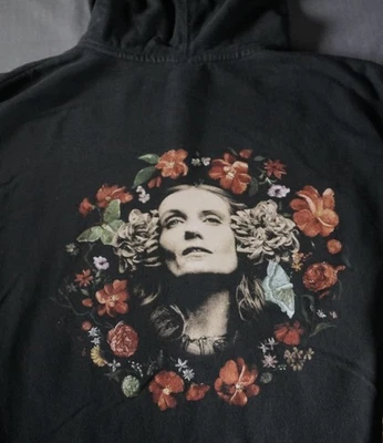 Moletom com capuz Florence + The Machine masculino médio preto floral banda gráfica tour - Imagem 1 de 4