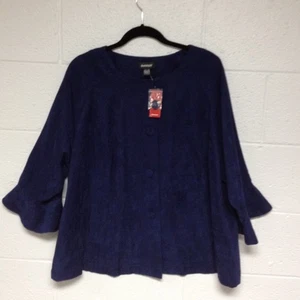 Avenue Damen Übergröße 22/24 3X royalblau Top Bluse fließend Glockenärmel Tunika  - Bild 1 von 5