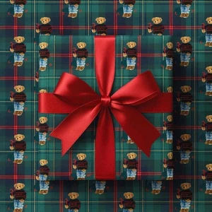 Papel de envolver a cuadros de peluche de Navidad, acogedor envoltorio de regalo navideño para decoración festiva - Imagen 1 de 4