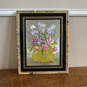 Lámina Flor Arte Rosa Lirio en Jarrón Enmarcado y Enmarañado - Imagen 1 de 6