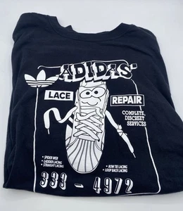 Adidas Men's Lace Repair T-Shirt Short Sleeve Crew Black Size: Xl Excellent! - Picture 1 of 8