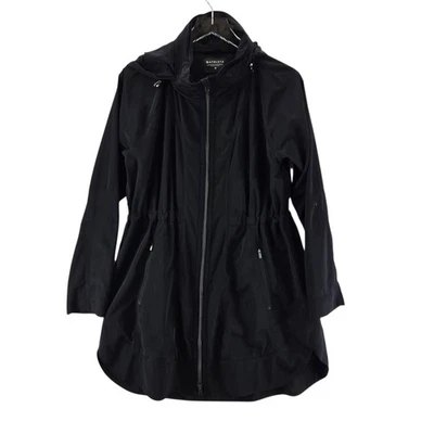 Athleta Jacket Womens Medium Drip Drop Lightweight Black Mid Length Athleisure - Image 1 of 4