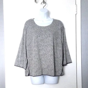 Pure Jill Pullover Oberteil Stretch 3/4 Arm grau & weiß Leinen Baumwollmischung EUC S - Bild 1 von 5
